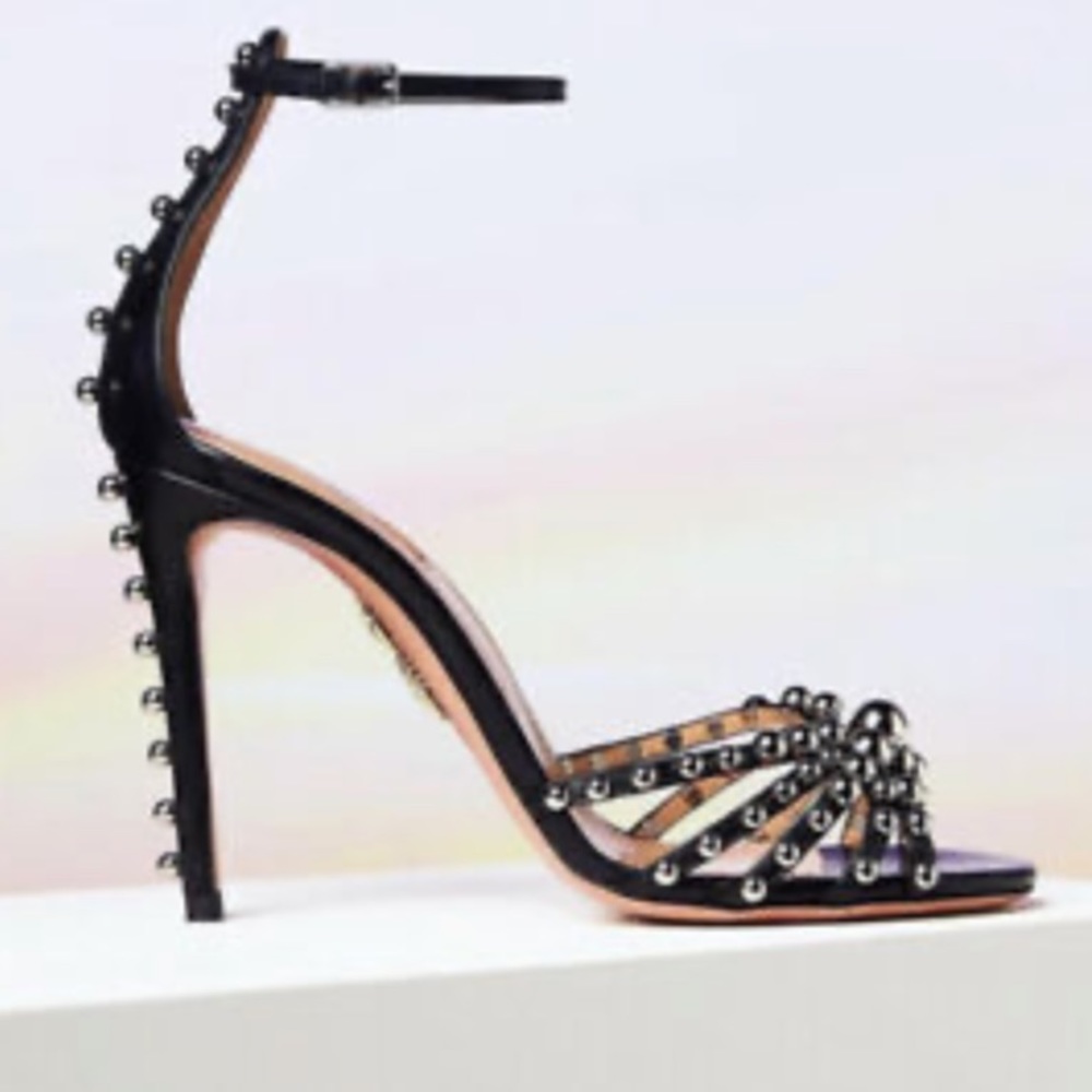 Aquazurra Black Studded Heels
